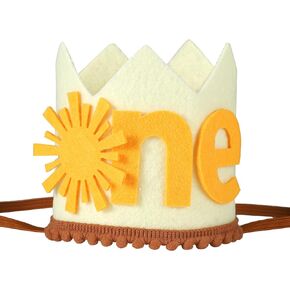 Sun First Birthday Hat, Girls Party Crown Hats Boho Sunshine Birthday Hat 1 Cute One Birthday Hat Birthday Hat Decorations Photo Props Gift for Baby Birthday Party Supplies (Yellow)