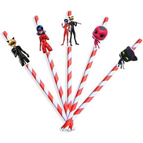 10 PCS Miraculous Ladybug Straws for Birthday Party Decorations. Cartoon Birthday Party Supplies Miraculous Ladybug Theme.