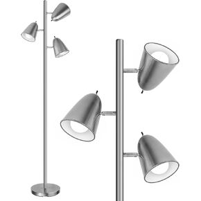 QiMH LED Floor Lamp for Living Room, Modern Dimmable Standing Lamp with 4 Color Temperature,Remote and Touch Control, Tree Floor Lamp for Bedroom with 3 Rotatable Lights Bright Stand up Lamp, Black