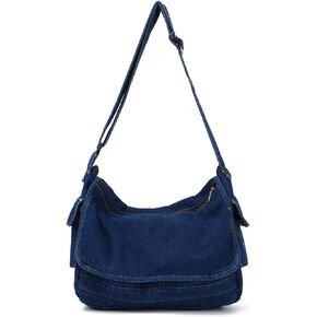 Denim Hobo Purse Bags Casual Canvas Messenger Shoulder Bag Retro Large Crossbody Satchel Bags for Women and Men
