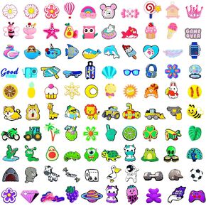 100PCS Cute Shoe Charms, Different Shoes Charm Kawaii Cartoon Shoe Charms Non-repeat Shoe Charms for Kids Girls Adults Wristband Clogs Slides Party Gifts