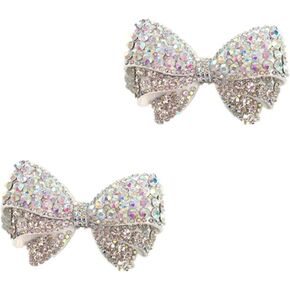 2Pcs Rhinestone Crystals Bow Shoe Decoration Clips Accessory For Wedding Bridal Shoe