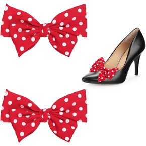 2pcs Bow Shoe Clips, Satin Detachable Shoe Clips for Women Decorative Shoe Clips Elegant Bow Shoe Charms Heels Decoration for Wedding Party Daily Wearing