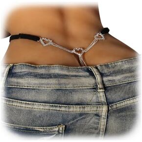 Summer Bikini Rhinestone Butterfly Waist Chain Thong Crystal Chain Thong Panties Sexy G String Jewelry for Women