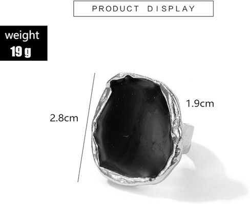 Vintage Black Onyx Finger Rings for Women Stackable Rings Exaggerated Irregular Ring Personalized Versatile Ring Jewelry for Teen Girls Gift (Gold) in Kuwait