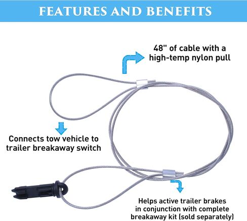 حبل تبديل قابل للفصل للمقطورة من Ketofa 52020، مجموعة كابل أمان لسحب الكبح للمقطورة، استبدال كابل منفصل للمقطورة in Kuwait