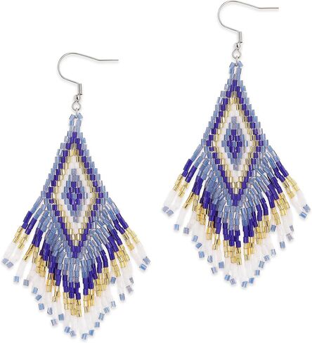 Jeanbeau Tassel Zulu Dangle Drop Earrings for Women Girls, Long Boho Handmade Seed Beads Fringe Danglig Earing Bohemian Summer Beach Jewelry Gift in Saudi Arabia