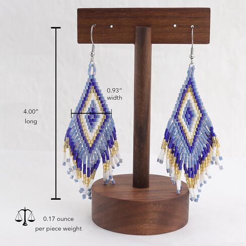 Jeanbeau Tassel Zulu Dangle Drop Earrings for Women Girls, Long Boho Handmade Seed Beads Fringe Danglig Earing Bohemian Summer Beach Jewelry Gift in Saudi Arabia