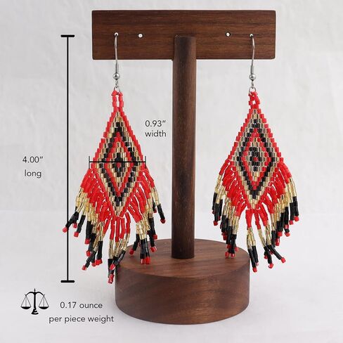 Jeanbeau Tassel Zulu Dangle Drop Earrings for Women Girls, Long Boho Handmade Seed Beads Fringe Danglig Earing Bohemian Summer Beach Jewelry Gift in Saudi Arabia