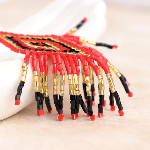 Jeanbeau Tassel Zulu Dangle Drop Earrings for Women Girls, Long Boho Handmade Seed Beads Fringe Danglig Earing Bohemian Summer Beach Jewelry Gift in Saudi Arabia