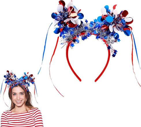 Independence Day Headband Hair Accessories for Women Men Girls, July 4th Stars Headbands, Red White Blue Stripes Hair Bands Party Hair Decoration 1 Pcs in Saudi Arabia