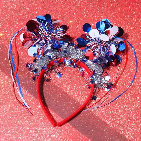 Independence Day Headband Hair Accessories for Women Men Girls, July 4th Stars Headbands, Red White Blue Stripes Hair Bands Party Hair Decoration 1 Pcs in Saudi Arabia