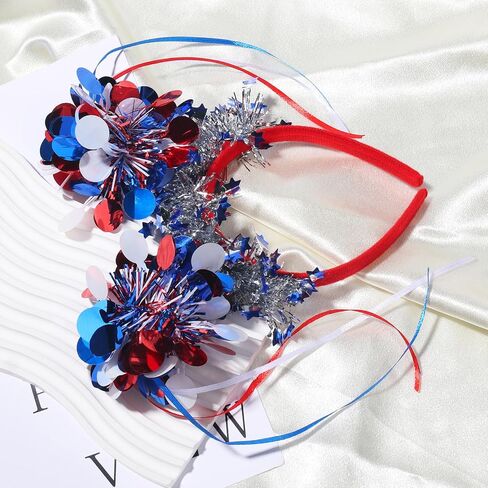 Independence Day Headband Hair Accessories for Women Men Girls, July 4th Stars Headbands, Red White Blue Stripes Hair Bands Party Hair Decoration 1 Pcs in Saudi Arabia