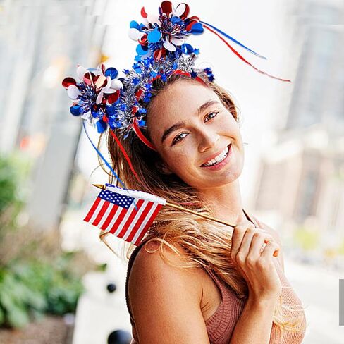 Independence Day Headband Hair Accessories for Women Men Girls, July 4th Stars Headbands, Red White Blue Stripes Hair Bands Party Hair Decoration 1 Pcs in Saudi Arabia