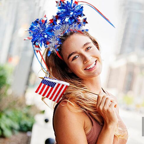 Independence Day Headband Hair Accessories for Women Men Girls, July 4th Stars Headbands, Red White Blue Stripes Hair Bands Party Hair Decoration 1 Pcs in Saudi Arabia