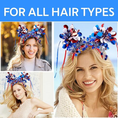 Independence Day Headband Hair Accessories for Women Men Girls, July 4th Stars Headbands, Red White Blue Stripes Hair Bands Party Hair Decoration 1 Pcs in Saudi Arabia