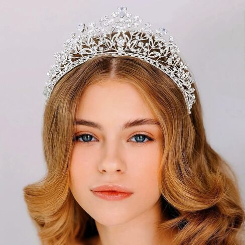 Baroque Queen Crown, Sinide Wedding Crown for Bride Rhinestone Princess Tiara for Women Gold Crystal Crown Headband in Saudi Arabia