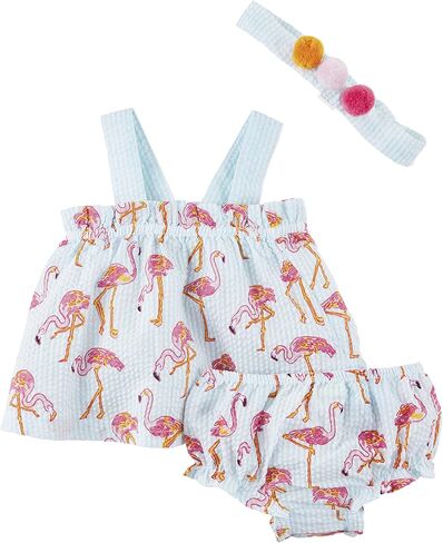 Mud Pie baby-girls Baby Girls' Flamingo Pinafore and Bloomer SetMud Pie Baby Girls' Flamingo Pinafore and Bloomer Set in Saudi Arabia