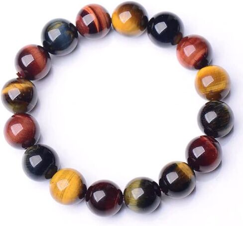 COLORFUL BLING 8-12mm Chakra Bracelet Triple Protection Healing Crystals Jewelry Natural Gemstone Beaded Relax Anxiety Bracelets Yoga Meditation Crystal Bracelet for Protection in Saudi Arabia