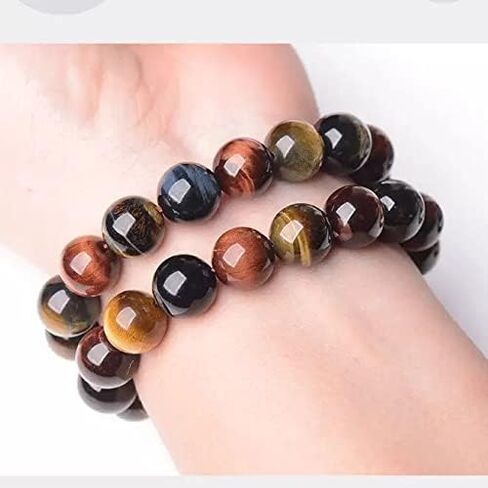 COLORFUL BLING 8-12mm Chakra Bracelet Triple Protection Healing Crystals Jewelry Natural Gemstone Beaded Relax Anxiety Bracelets Yoga Meditation Crystal Bracelet for Protection in Saudi Arabia