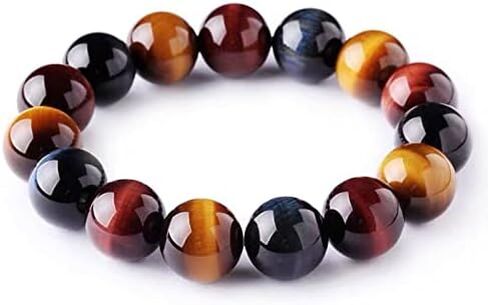 COLORFUL BLING 8-12mm Chakra Bracelet Triple Protection Healing Crystals Jewelry Natural Gemstone Beaded Relax Anxiety Bracelets Yoga Meditation Crystal Bracelet for Protection in Saudi Arabia