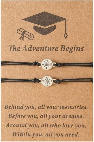 2Pcs Graduation Bracelet 2023 Graduate College High School Inspirational Gifts The Adventure Begins Bracelet for Her Him in Saudi Arabia