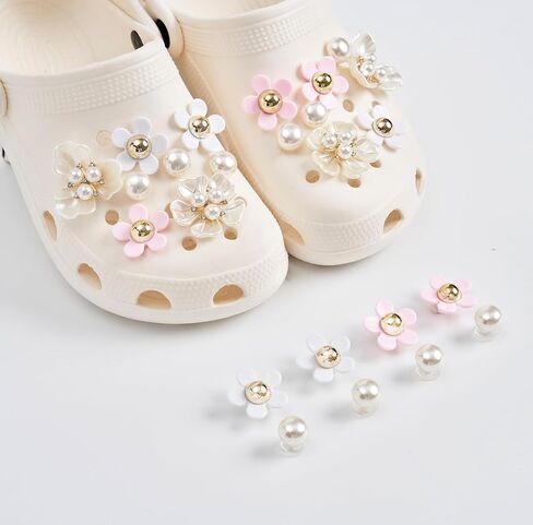 Flower Charms for Girls Cute Shoes Flower Designer Charms with Buttons for Clog Sandals Birthday Party Gift. in Saudi Arabia
