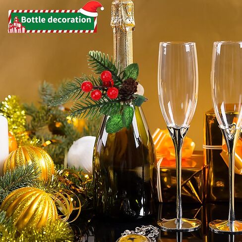 Junebrushs 12pcs حلقات منديل عيد الميلاد، عيد الميلاد الصنوبر التوت الأحمر، هولي أجراس منديل حلقة حامل ديكور للعشاء عيد الميلاد لوازم حفلات عيد الميلاد منديل حامل عطلة ديكور الطاولة in Saudi Arabia