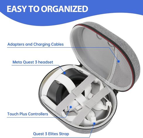 Hard Carrying Case for Meta Quest 3 Case, Upgrade Protective Travel Bag for Quest 3, Shockproof Storage Bag Compatible with Meta Quest 3 Headset, Touch Controller Accessories in Saudi Arabia