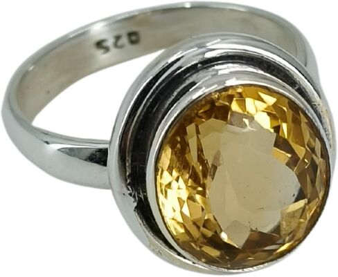 Navya Craft Citrine Oval Silver Ring Size 9 | 925 Sterling Silver Handmade Statement Promise Ring for Women | Natural Yellow Gemstone Boho Jewelry | November Birthstone | Gift for Her Anniversary in Saudi Arabia