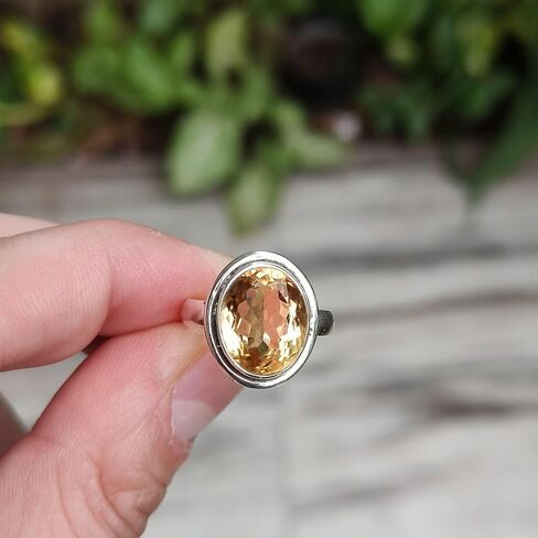 Navya Craft Citrine Oval Silver Ring Size 9 | 925 Sterling Silver Handmade Statement Promise Ring for Women | Natural Yellow Gemstone Boho Jewelry | November Birthstone | Gift for Her Anniversary in Saudi Arabia