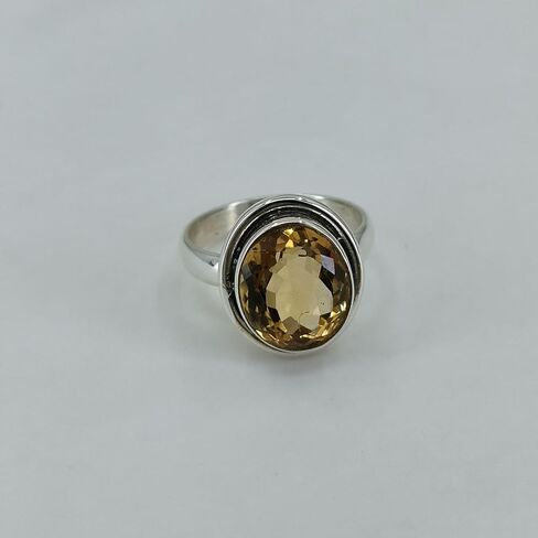 Navya Craft Citrine Oval Silver Ring Size 9 | 925 Sterling Silver Handmade Statement Promise Ring for Women | Natural Yellow Gemstone Boho Jewelry | November Birthstone | Gift for Her Anniversary in Saudi Arabia