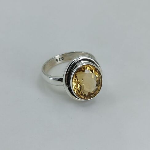 Navya Craft Citrine Oval Silver Ring Size 9 | 925 Sterling Silver Handmade Statement Promise Ring for Women | Natural Yellow Gemstone Boho Jewelry | November Birthstone | Gift for Her Anniversary in Saudi Arabia