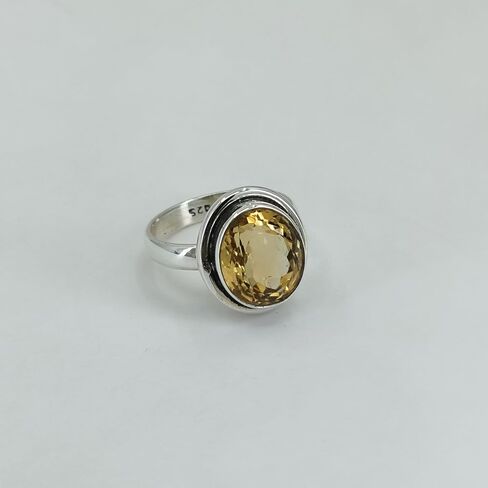 Navya Craft Citrine Oval Silver Ring Size 9 | 925 Sterling Silver Handmade Statement Promise Ring for Women | Natural Yellow Gemstone Boho Jewelry | November Birthstone | Gift for Her Anniversary in Saudi Arabia