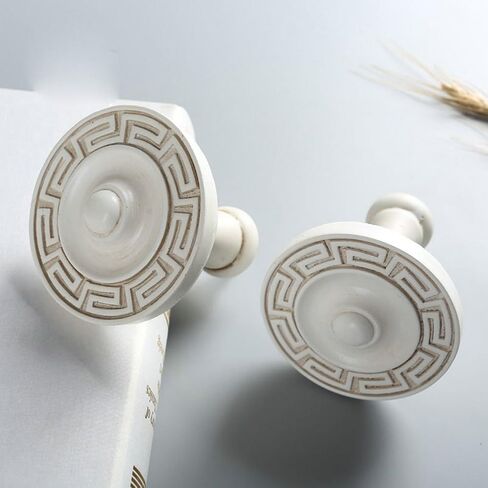 YYC 2Pcs Retro Resin Medallion Drapery Holdback Curtain Wall Hooks Curtain Rod (White) in Saudi Arabia