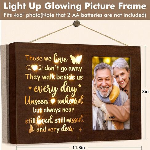 Memorial Gifts Glowing Picture Frame Sympathy Gifts for Loss of Loved One Mom Dad Son Husband Friend, Unique Bereavement Condolence Gifts Ideas Grief In Memory of Loved One Remembrance Gifts-4x6 Photo in Saudi Arabia