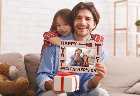 إطار صورة عيد الأب من WaaHome، هدية عيد الأب السعيد للأب من ابنة الابن والأطفال، هدايا إطار صورة الأب الخشبي للأب الجديد والأب الجد والبابا الجد in Kuwait