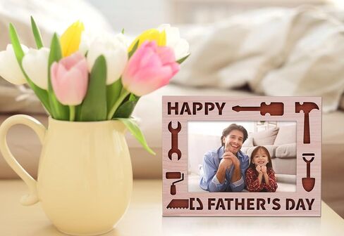 إطار صورة عيد الأب من WaaHome، هدية عيد الأب السعيد للأب من ابنة الابن والأطفال، هدايا إطار صورة الأب الخشبي للأب الجديد والأب الجد والبابا الجد in Kuwait