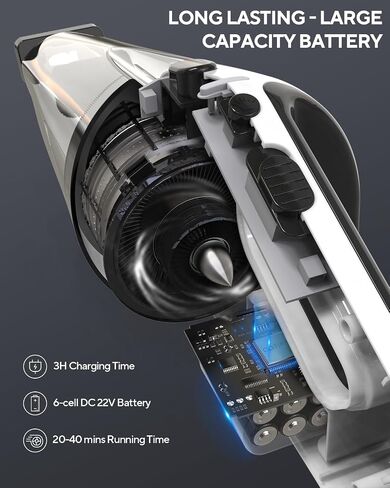 Cordless Vacuum Cleaner - Lightweight Vacuum Cleaners for Home, High Power Handheld Portable Vacuum for Car, Wireless Stick Vacuum Cleaners for Pet Hair Carpet and Floor Vacuum Cleaner, Gray in Saudi Arabia