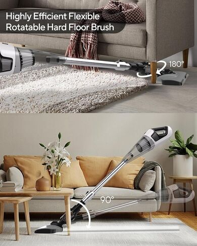Cordless Vacuum Cleaner - Lightweight Vacuum Cleaners for Home, High Power Handheld Portable Vacuum for Car, Wireless Stick Vacuum Cleaners for Pet Hair Carpet and Floor Vacuum Cleaner, Gray in Saudi Arabia