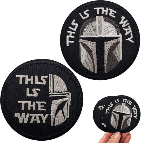 Mandalorian This is The Way رقعة فنية مستوحاة من الخوذة الكاملة، خطاف وحلقة دعم رقعات قماشية مطرزة عسكرية تكتيكية لحقيبة الملابس وقبعة الظهر، 3.15 بوصة (عبوتان)... in Kuwait