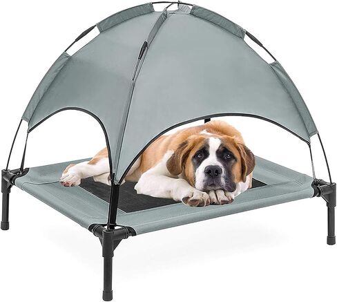 PawfectPals Portable Cooling Waterproof Elevated Heavy Duty Camping Pet Bed and Cot with Detachable Shade for Indoor and Outdoor use (Med) in Saudi Arabia