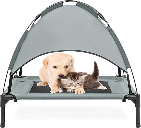 PawfectPals Portable Cooling Waterproof Elevated Heavy Duty Camping Pet Bed and Cot with Detachable Shade for Indoor and Outdoor use (Med) in Saudi Arabia