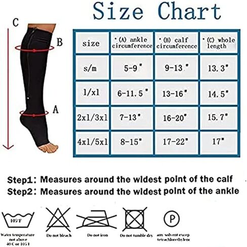 1 Pair Plus Size Compression Socks with Zipper for Women Men, Open Toe Support Socks for Varicose Veins in Saudi Arabia