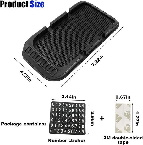 Car Dashboard Anti-Slip Mat Cell Phone Holder, Double-Groove Sticky Gripping Gel Pad with Number Plate, Multifunctional Car Dashboard Sticky Pad Mat, Stand for Navigation Cell Phone Sunglass Keys in Saudi Arabia