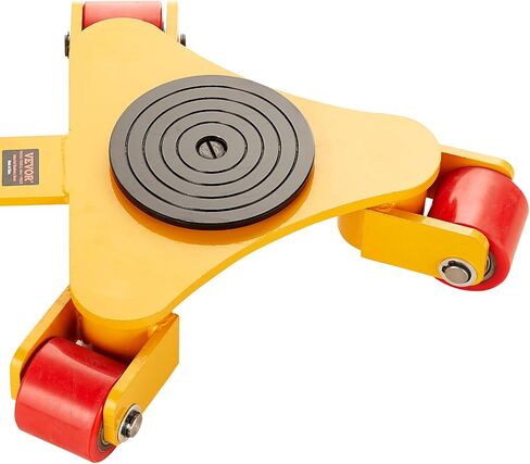 VEVOR Machinery Skate Dolly، 6614 LBS/3T محرك الآلات الصناعية مع مقبض، آلات الصلب الكربوني تتحرك تزلج مع 3 عجلات بولي يوريثان دوارة 360 درجة، غطاء غير قابل للانزلاق يدور 360 درجة للمستودع، ورشة العمل in Saudi Arabia