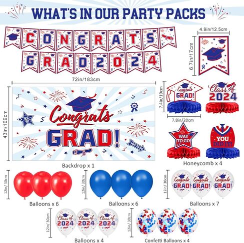 Graduation Decorations Class of 2024 - Black and Gold Graduation Decorations Set Congrats Grad Banner & Backdrop, Hanging Swirl, Balloons, Honeycomb Centerpieces for Congrats Grad Party Decorations in Kuwait