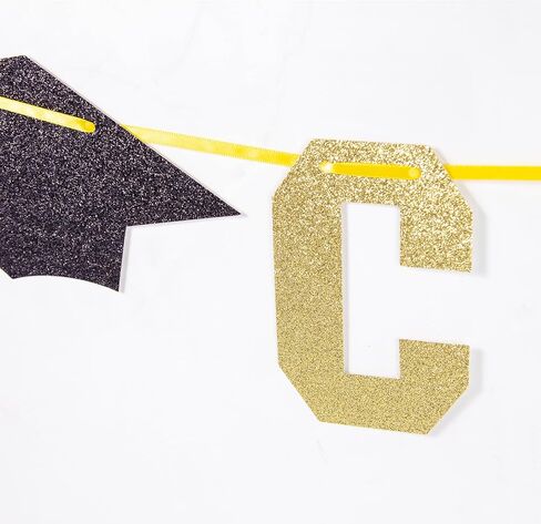 Gold Congratulats Class of 2024 Graduation Theme Party Decoration Banner, Congrats Grad Banner, Black Glitter Graduation Banner, 2024 Black Congratulations Grad Party Decorations in Saudi Arabia
