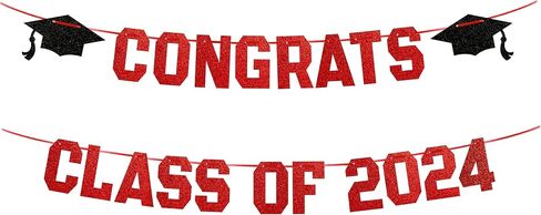 Gold Congratulats Class of 2024 Graduation Theme Party Decoration Banner, Congrats Grad Banner, Black Glitter Graduation Banner, 2024 Black Congratulations Grad Party Decorations in Saudi Arabia