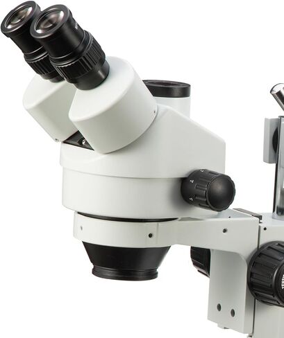 Swift S7 3.5X-90X Professional Simul-Focal Trinocular Stereo Zoom Microscope with WH10x Eyepieces, 0.7X-4.5X Objective,144 LED Ring Light, Double Arm Boom Stand, Includes 0.5X and 2.0X Barlow Lens in Saudi Arabia